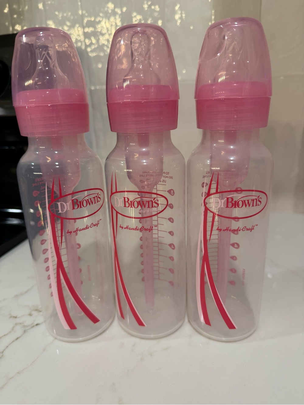 Dr. Brown's Pink Baby Feeding Bottles — Pack of 3